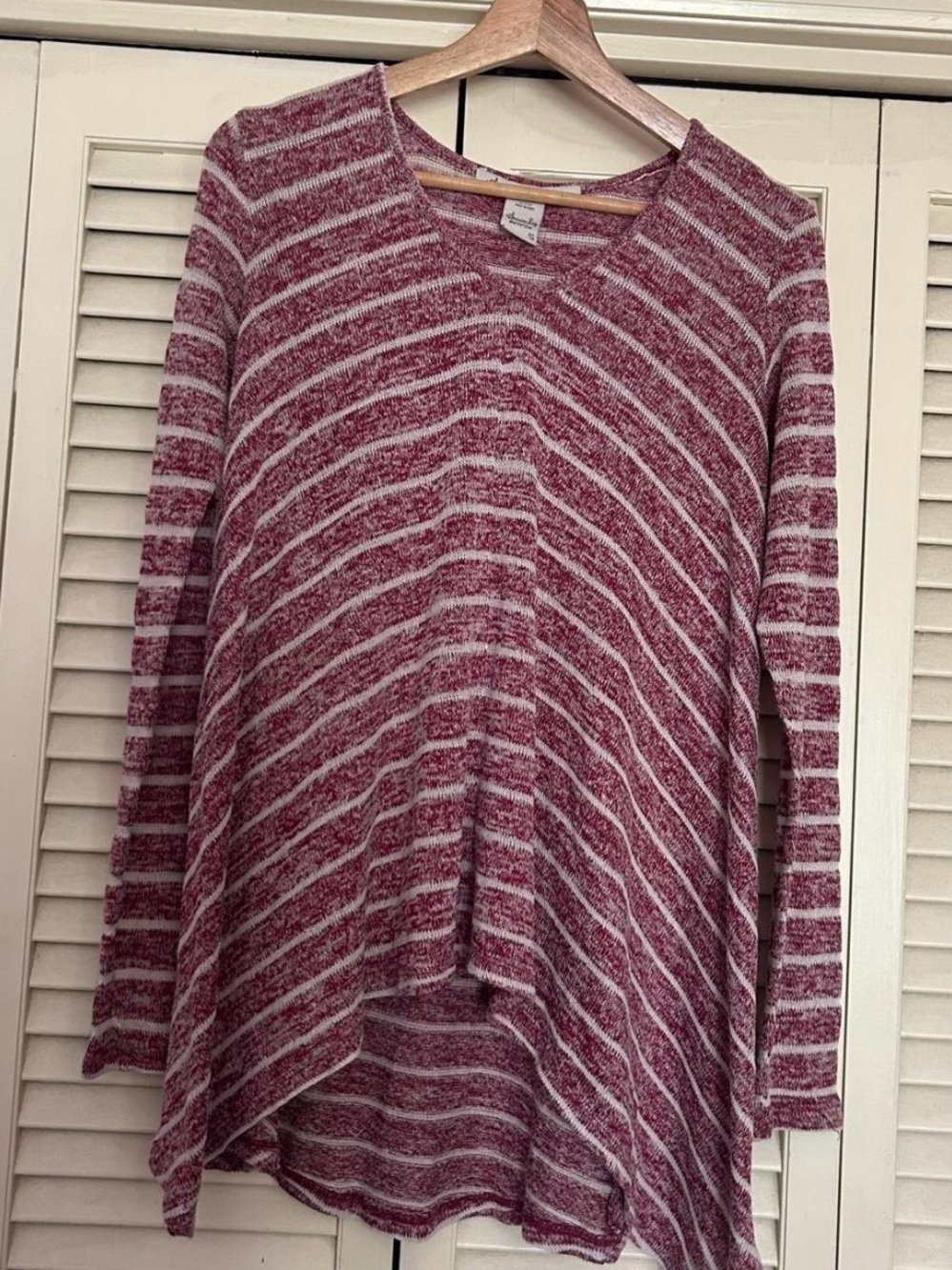 American Rag white and maroon striped sweater in size S